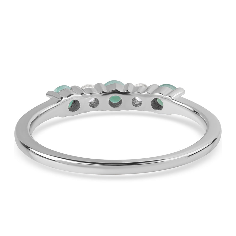 Anillo de Plata con Esmeralda de Brasil y Topacio Blanco