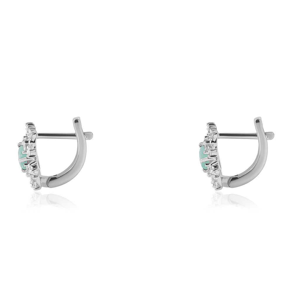 Pendientes de Plata con Esmeralda de Brasil y Topacio Blanco