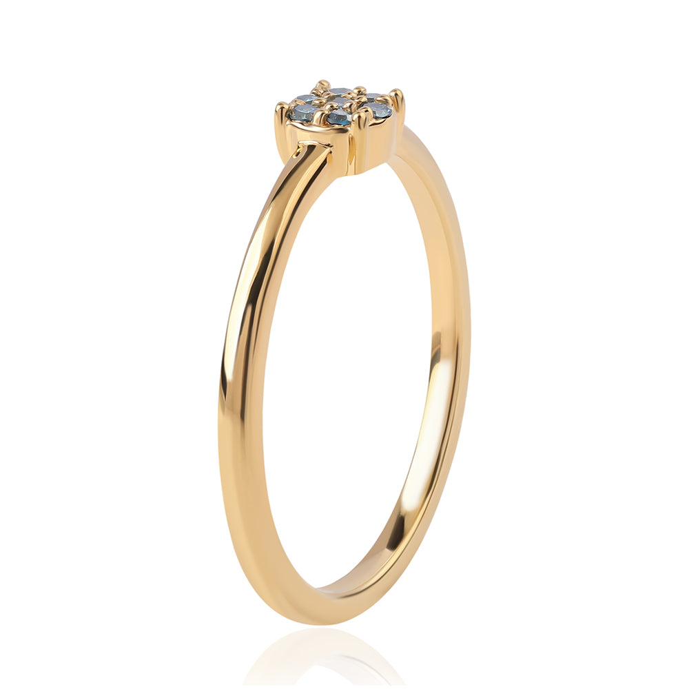 Anillo de Plata Bañada en Oro con Diamante Azul 2 