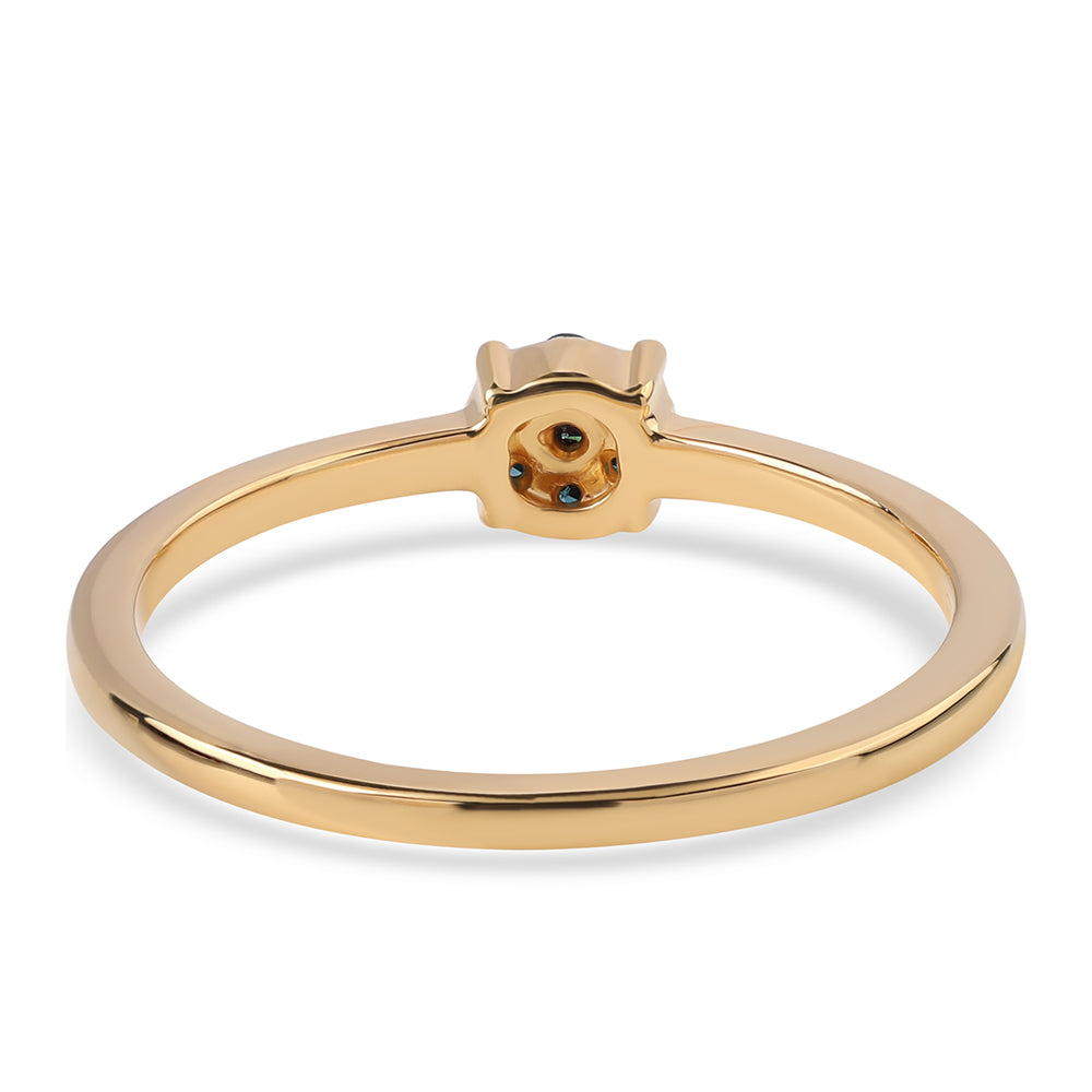 Anillo de Plata Bañada en Oro con Diamante Azul 3 