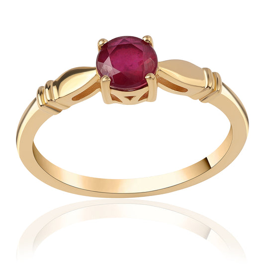 Anillo de Plata Bañada en Oro con Rubí de Mozambique