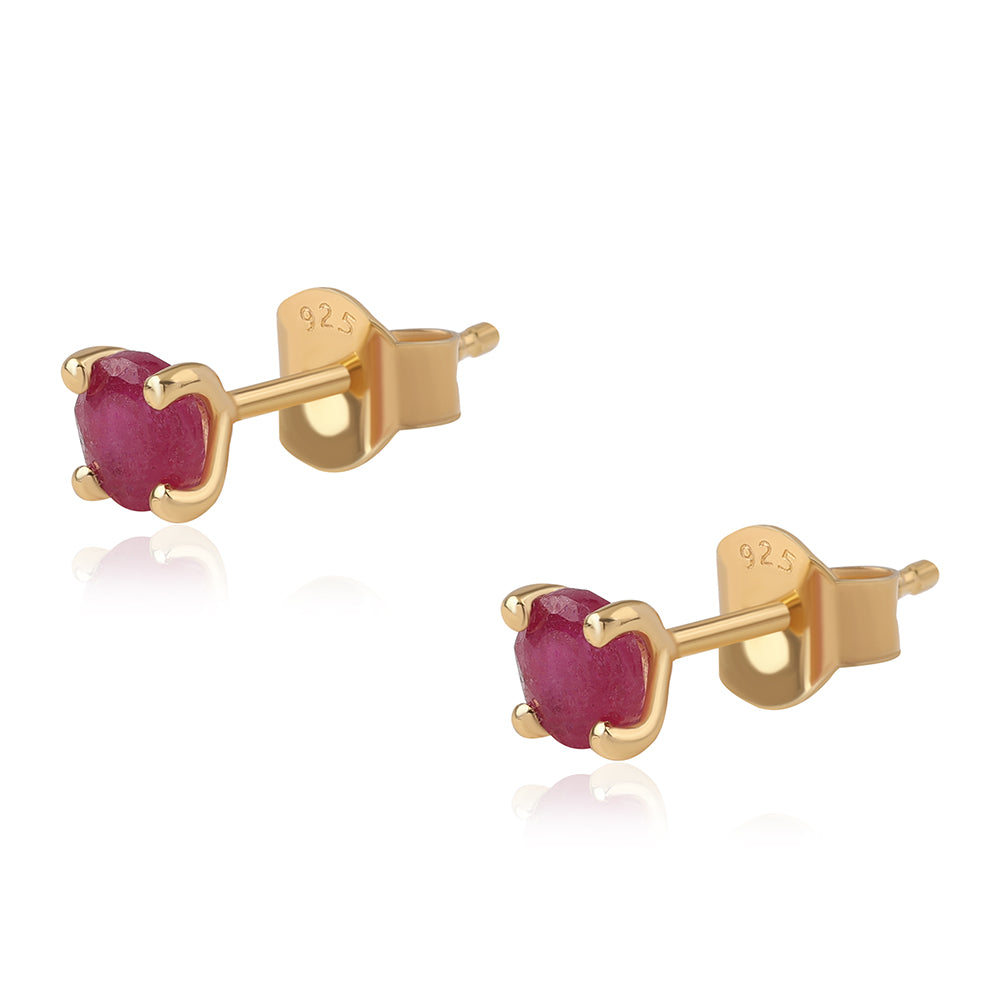 Pendientes de Plata Bañada en Oro con Rubí de Mozambique 2 