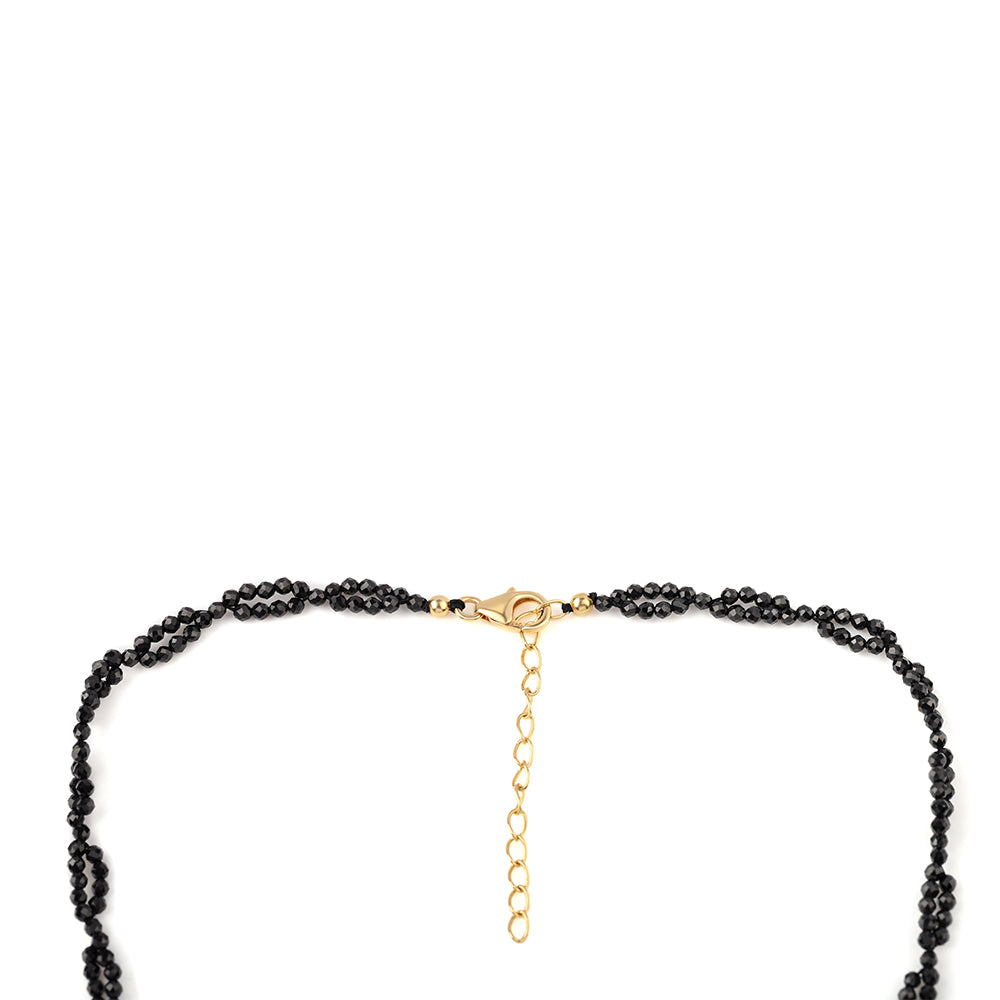 Collar de Plata Bañada en Oro con Espinela Negra 3 