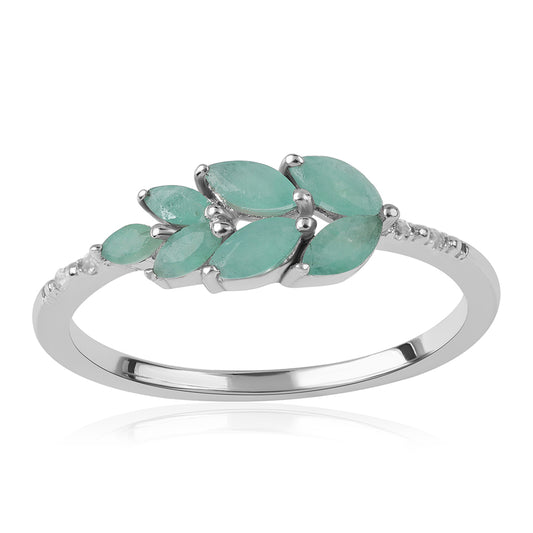 Anillo de Plata con Esmeralda de Brasil y Topacio Blanco