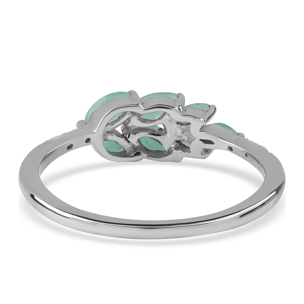 Anillo de Plata con Esmeralda de Brasil y Topacio Blanco