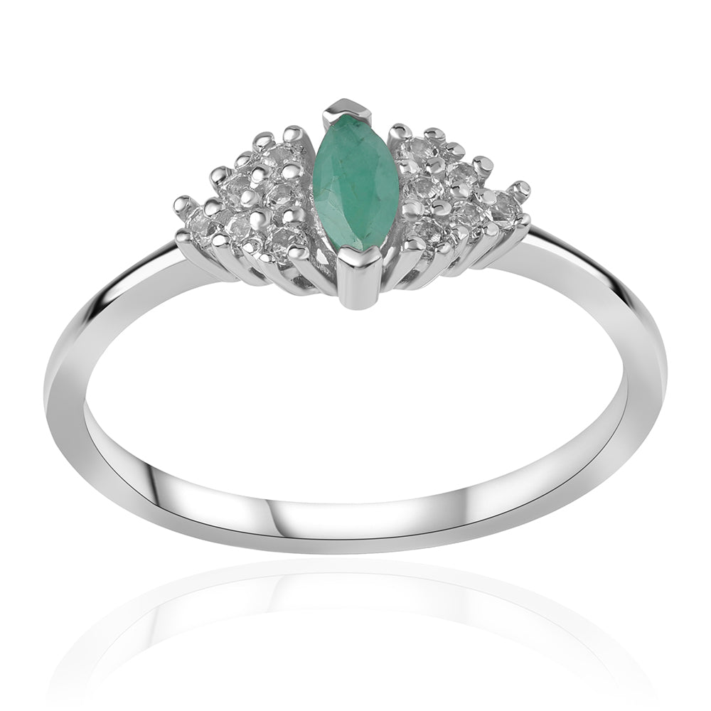 Anillo de Plata con Esmeralda de Brasil y Topacio Blanco 1 