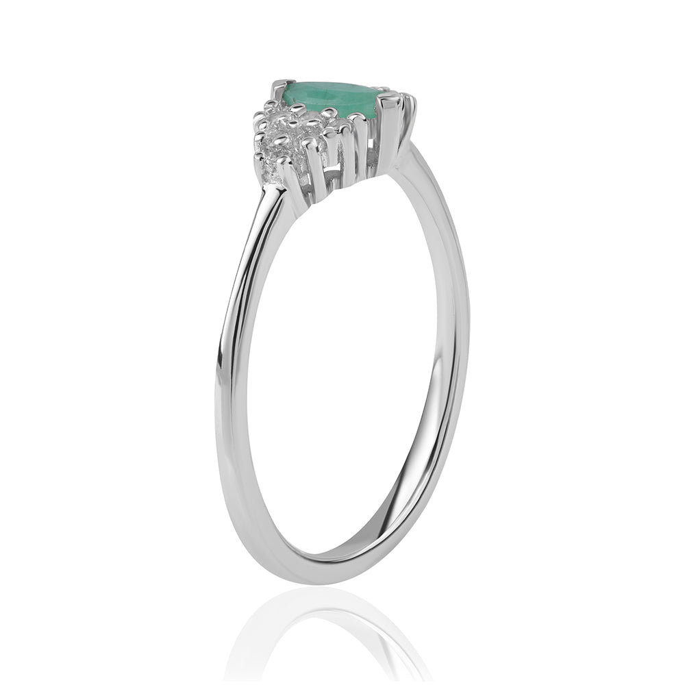 Anillo de Plata con Esmeralda de Brasil y Topacio Blanco 2 