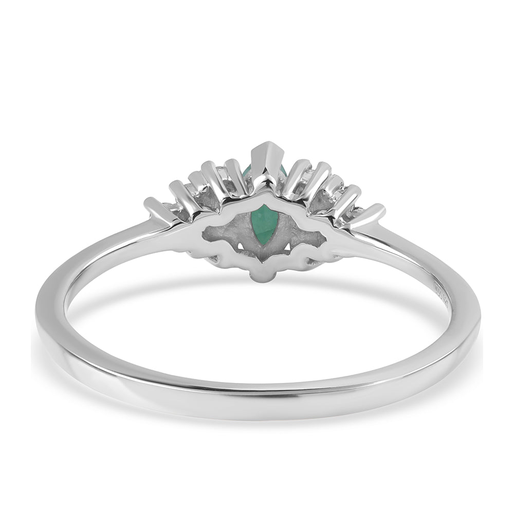 Anillo de Plata con Esmeralda de Brasil y Topacio Blanco