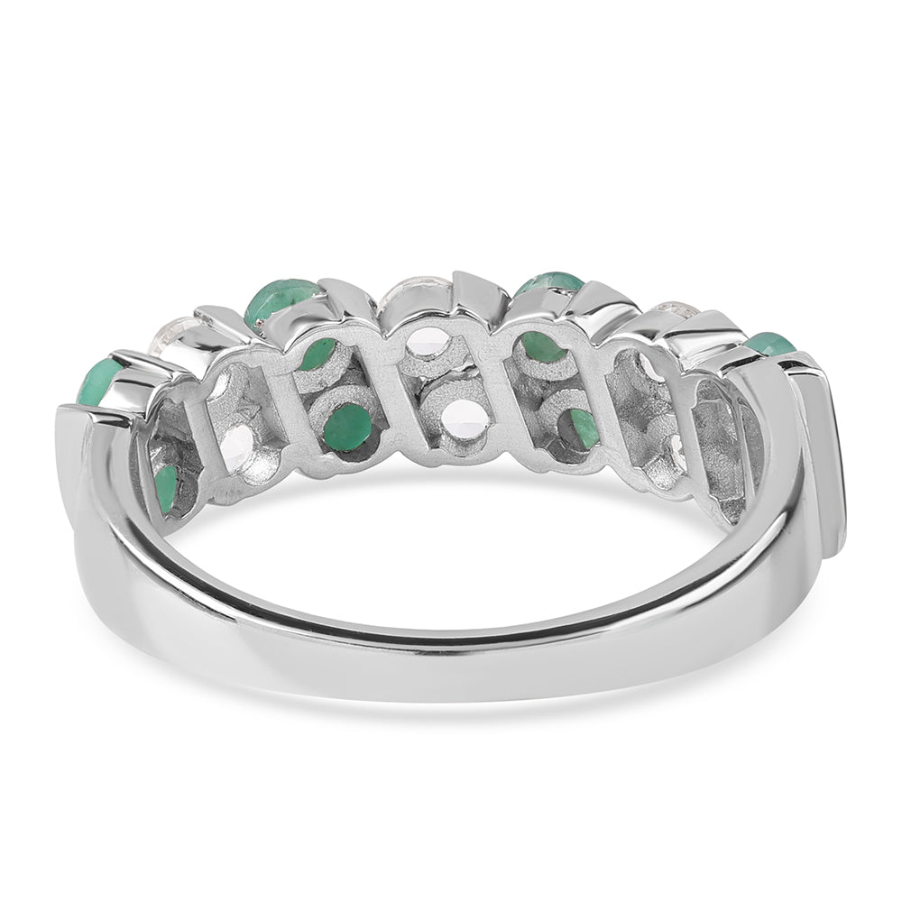 Anillo de Plata con Esmeralda de Brasil y Topacio Blanco 6 