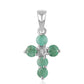 Cruz Colgante de Plata con Esmeralda de Brasil y Topacio Blanco
