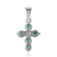 Cruz Colgante de Plata con Esmeralda de Brasil y Topacio Blanco