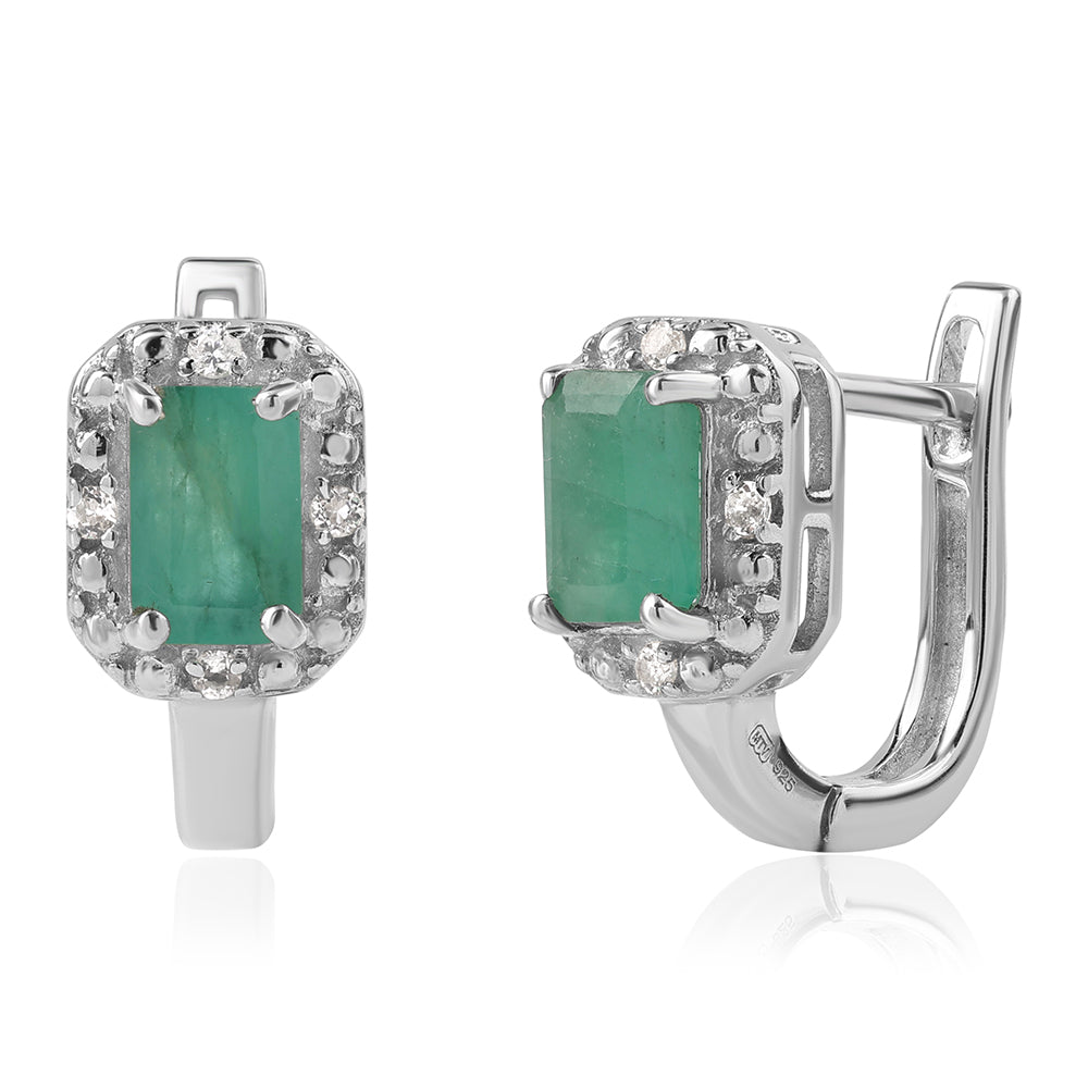 Pendientes de Plata con Esmeralda de Brasil y Topacio Blanco 1 