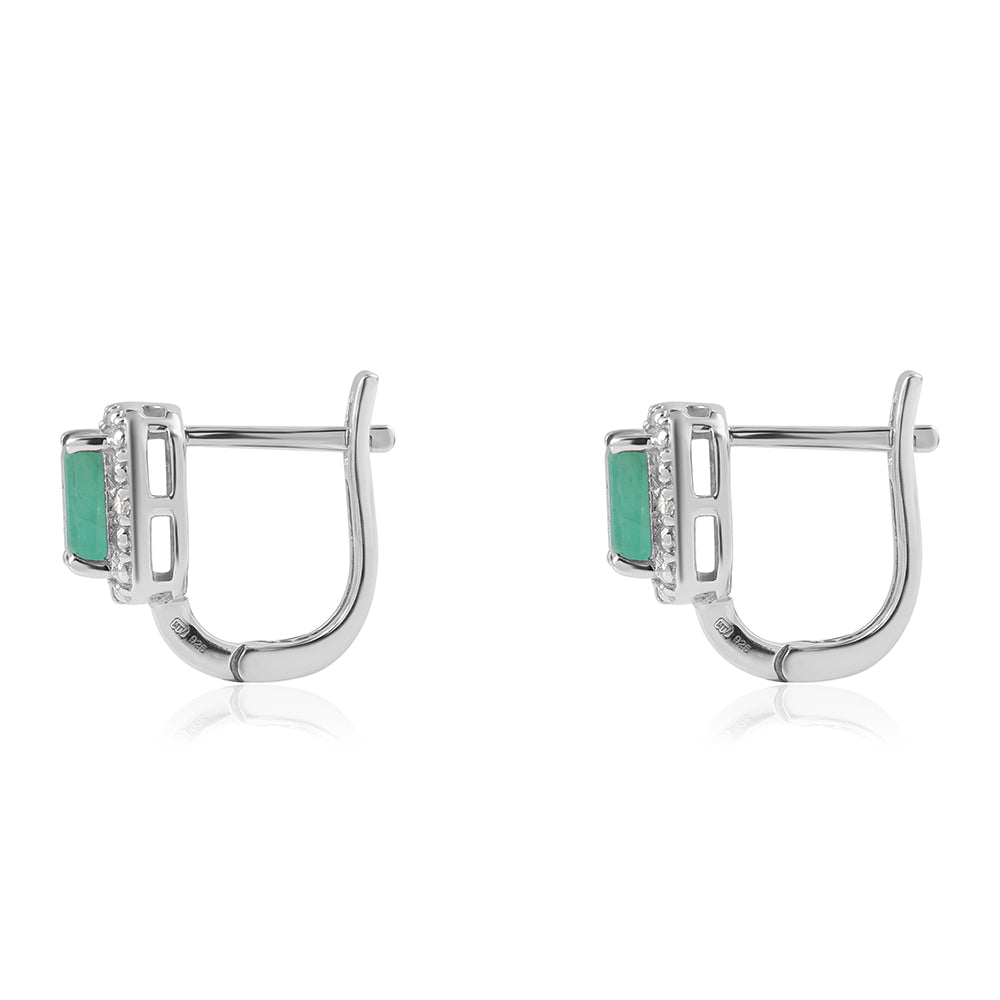 Pendientes de Plata con Esmeralda de Brasil y Topacio Blanco 4 