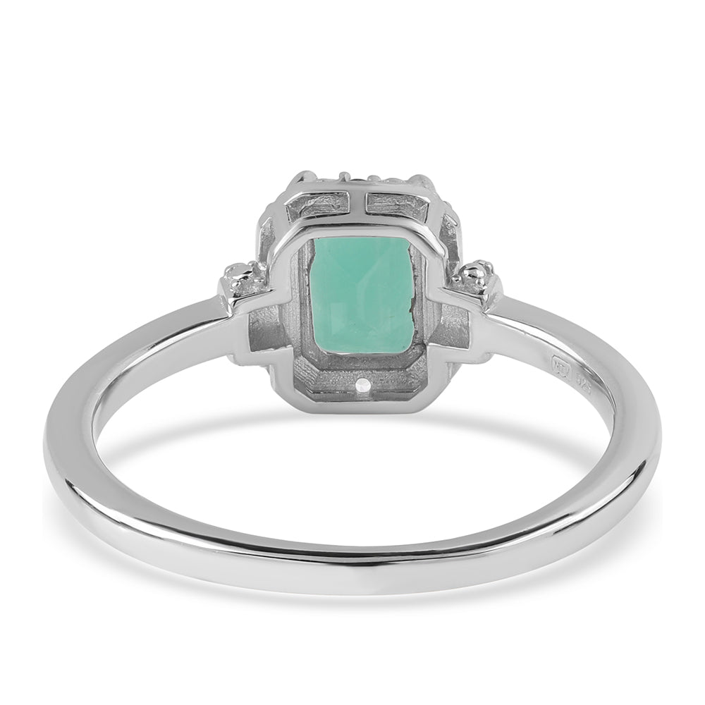 Anillo de Plata con Esmeralda de Brasil y Topacio Blanco 2 