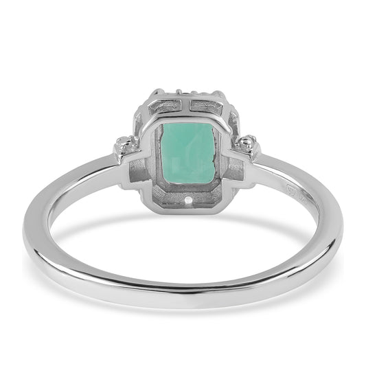 Anillo de Plata con Esmeralda de Brasil y Topacio Blanco