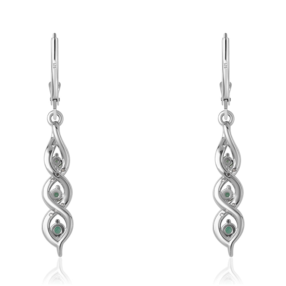 Pendientes de Plata con Esmeralda de Brasil y Topacio Blanco 2 