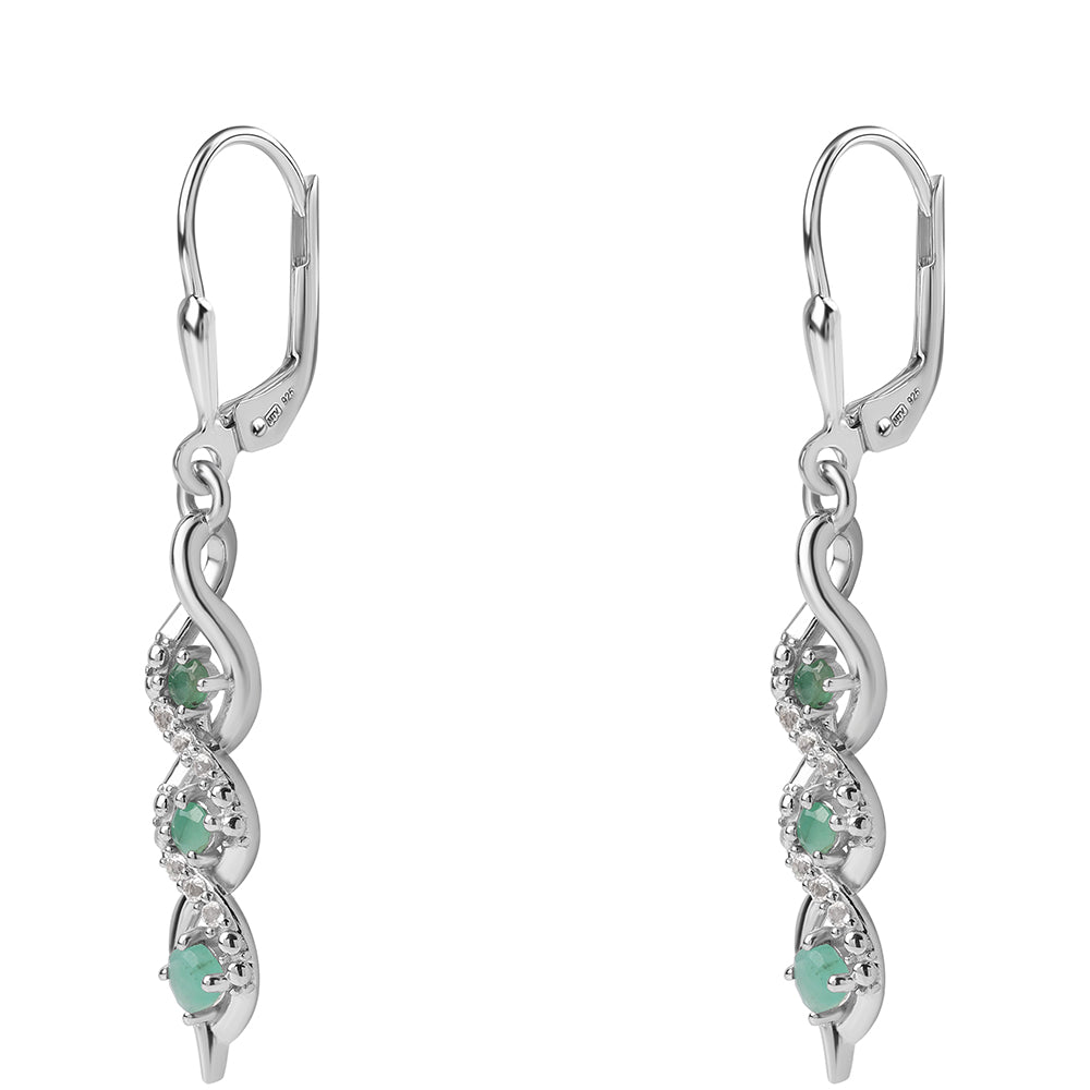 Pendientes de Plata con Esmeralda de Brasil y Topacio Blanco 5 
