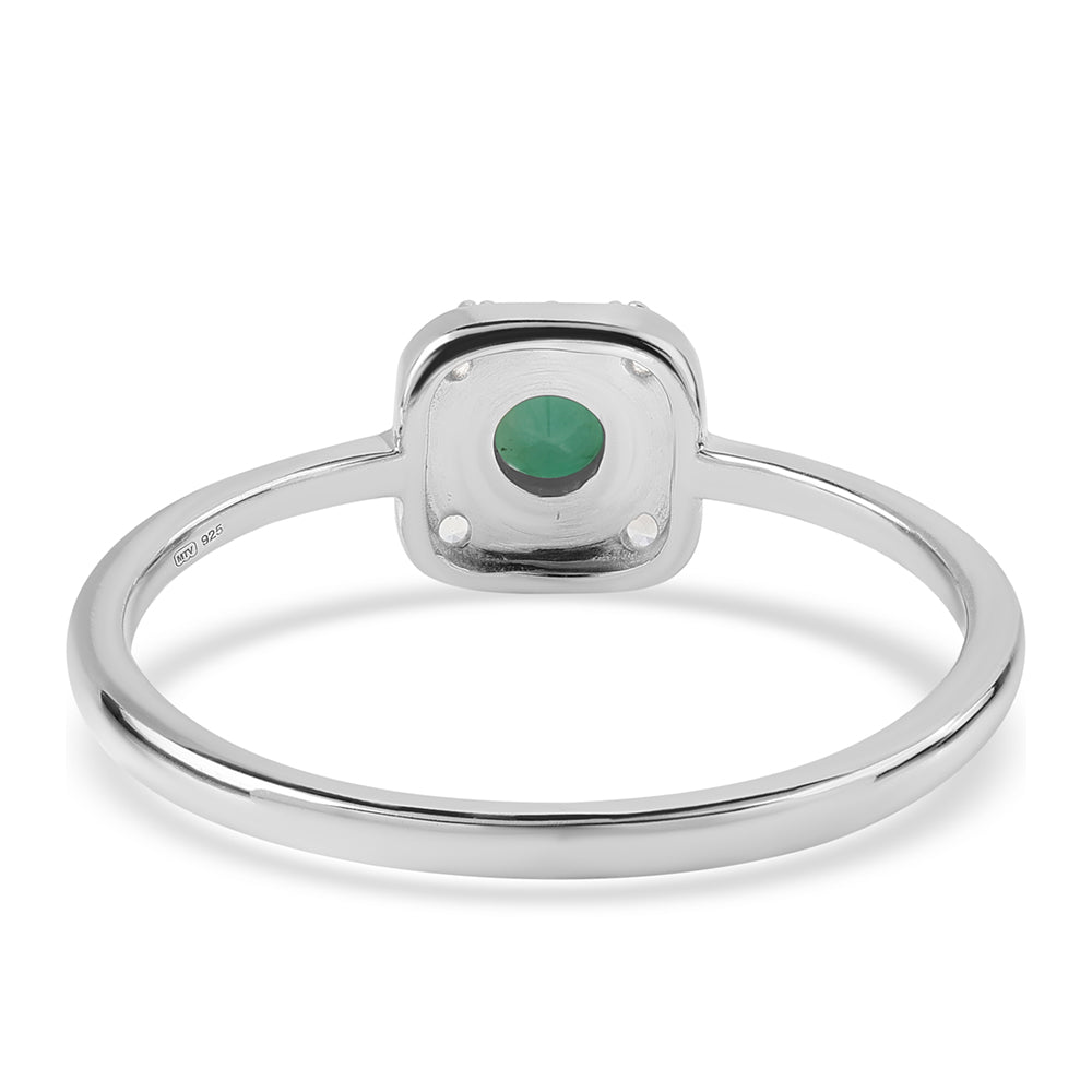 Conjunto de Plata con Esmeralda de Brasil y Topacio Blanco ( Pendientes +Anillo +Colgante )