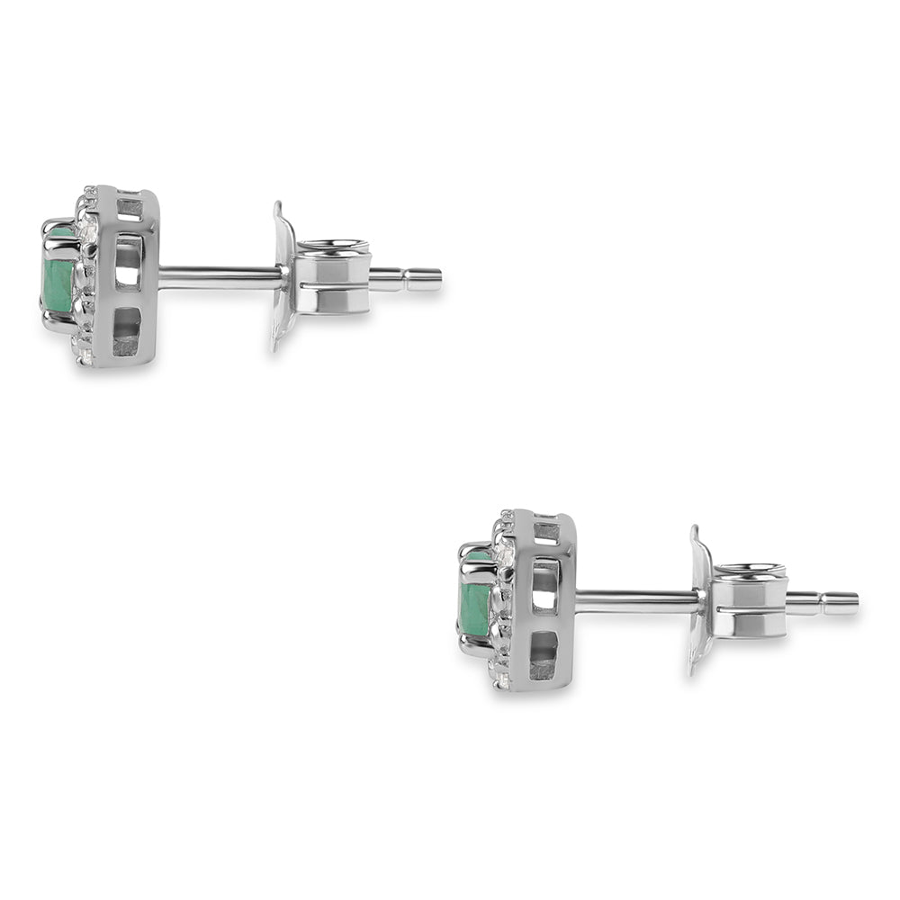 Conjunto de Plata con Esmeralda de Brasil y Topacio Blanco ( Pendientes +Anillo +Colgante )