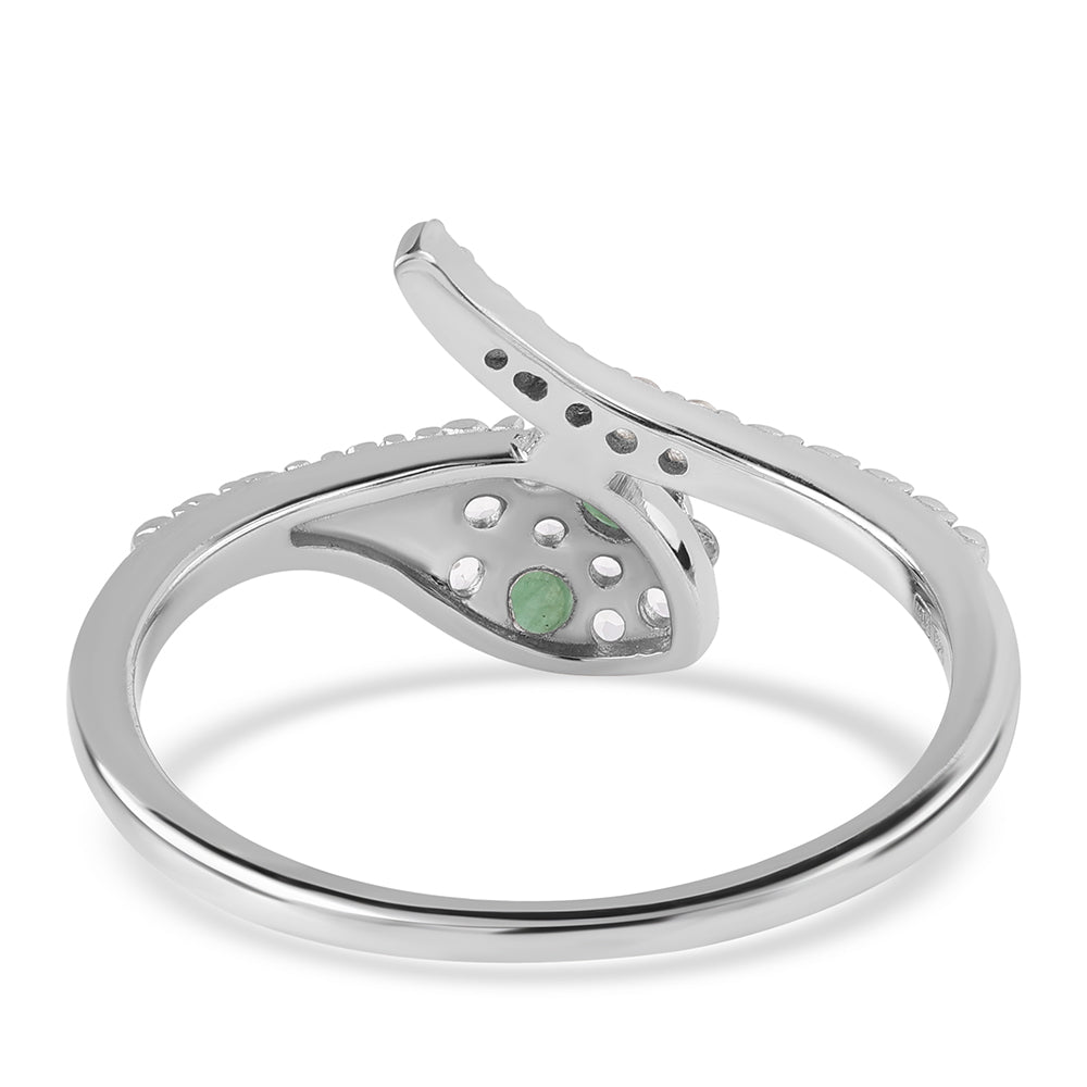 Anillo de Plata con Esmeralda de Brasil y Topacio Blanco 5 