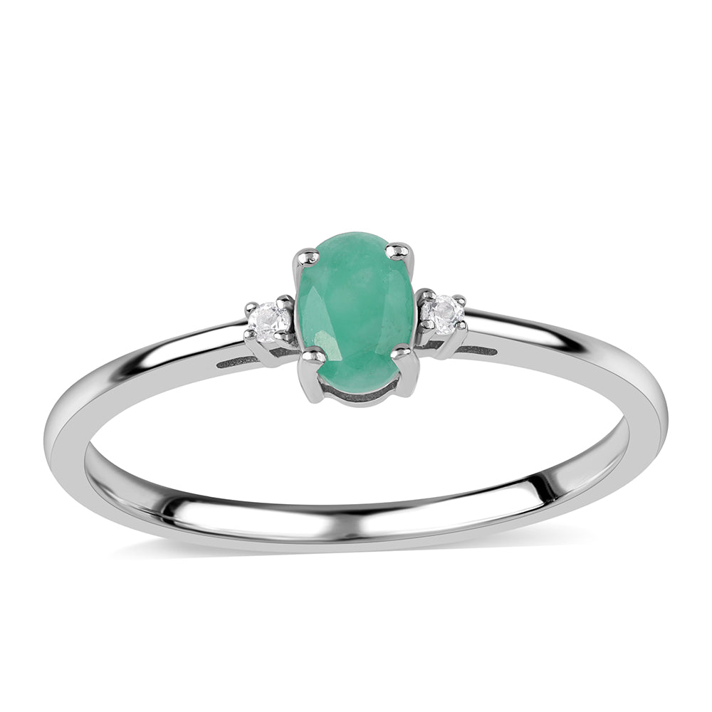 Anillo de Plata con Esmeralda de Brasil y Topacio Blanco 1 