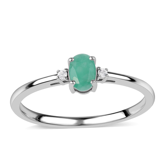 Anillo de Plata con Esmeralda de Brasil y Topacio Blanco