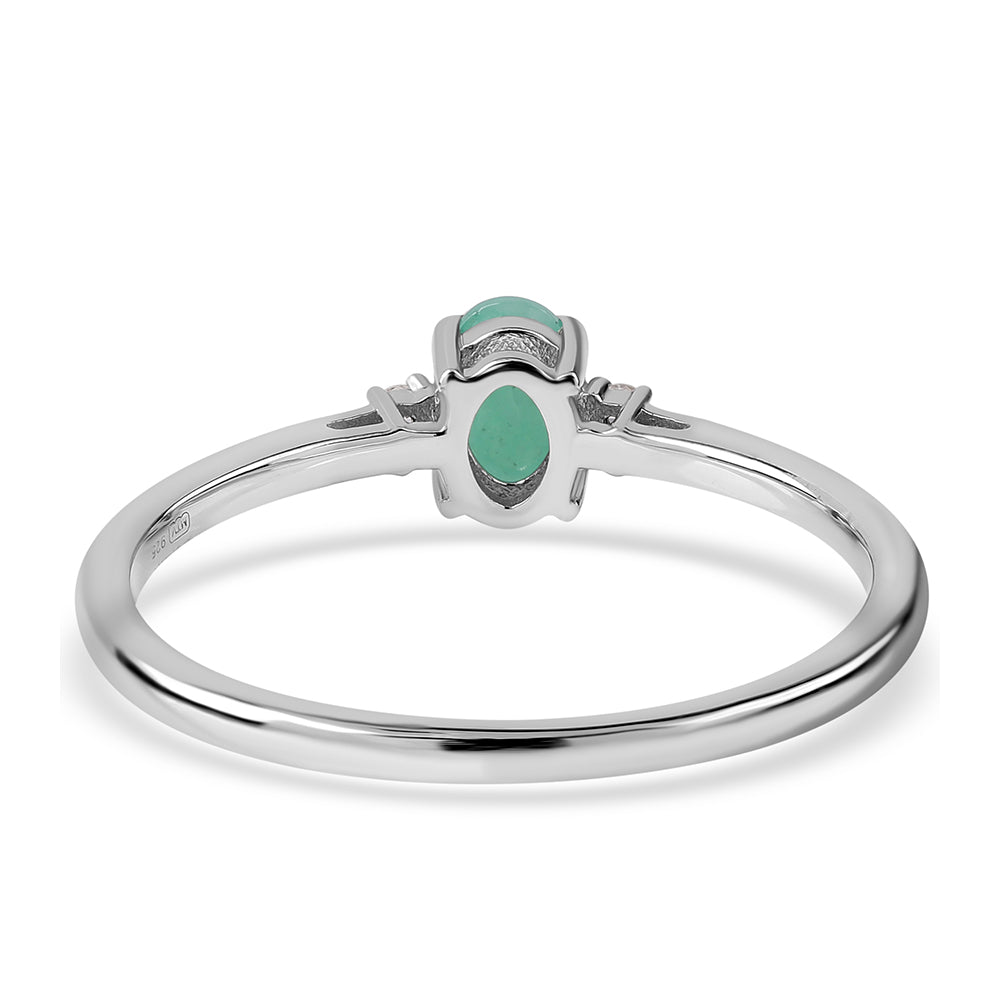 Anillo de Plata con Esmeralda de Brasil y Topacio Blanco 3 