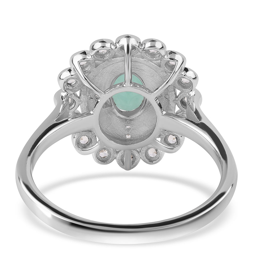 Anillo de Plata con Esmeralda de Brasil y Topacio Blanco 5 