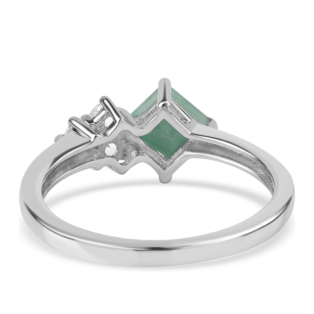 Anillo de Plata con Esmeralda de Brasil y Topacio Blanco 3 