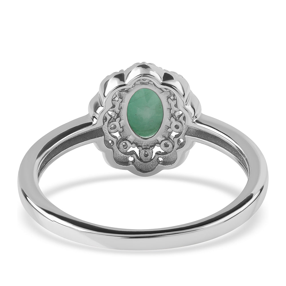 Anillo de Plata con Esmeralda de Brasil y Topacio Blanco