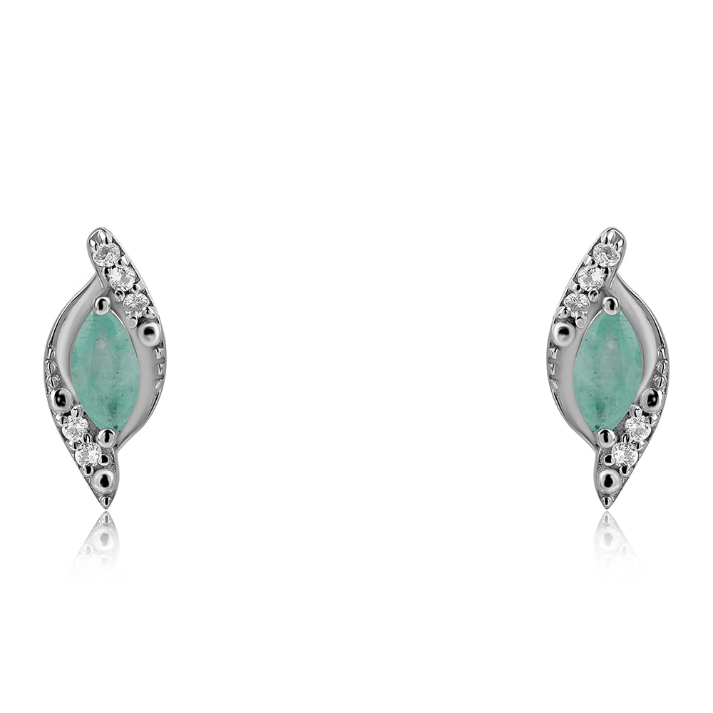 Pendientes de Plata con Esmeralda de Brasil y Topacio Blanco 1 