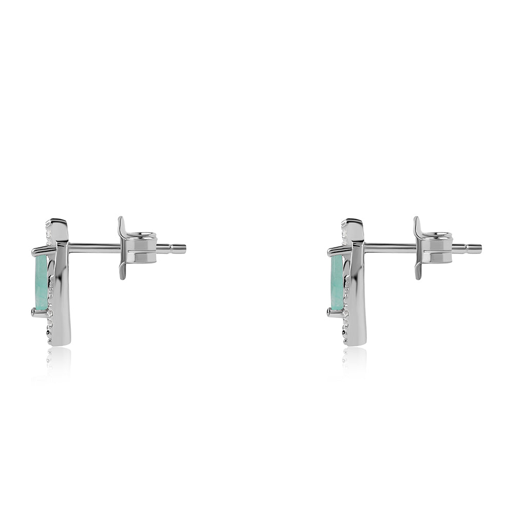 Pendientes de Plata con Esmeralda de Brasil y Topacio Blanco 5 