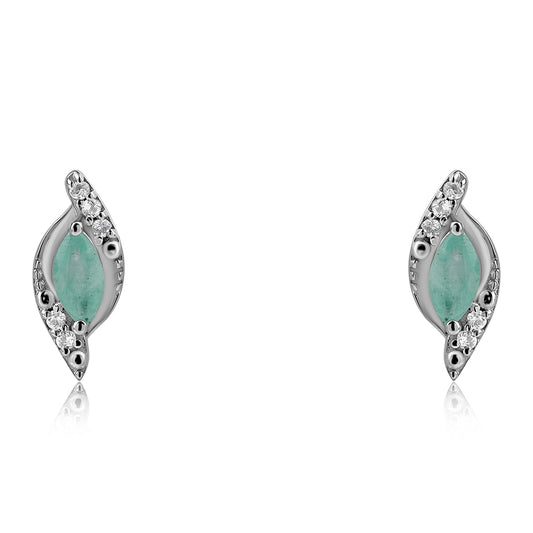 Pendientes de Plata con Esmeralda de Brasil y Topacio Blanco