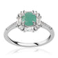 Anillo de Plata con Esmeralda de Brasil y Topacio Blanco