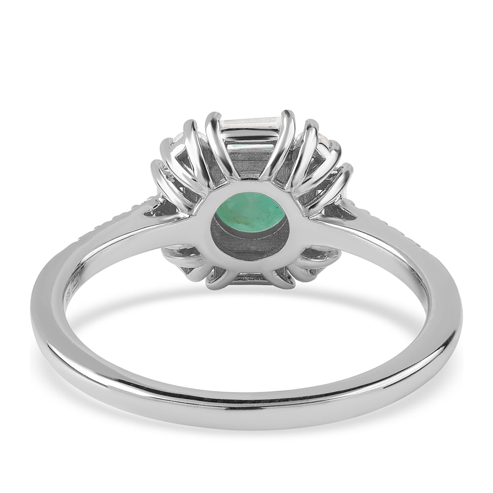 Anillo de Plata con Esmeralda de Brasil y Topacio Blanco 5 