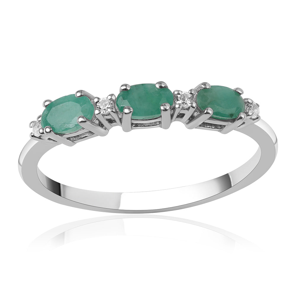 Anillo de Plata con Esmeralda de Brasil y Topacio Blanco 1 