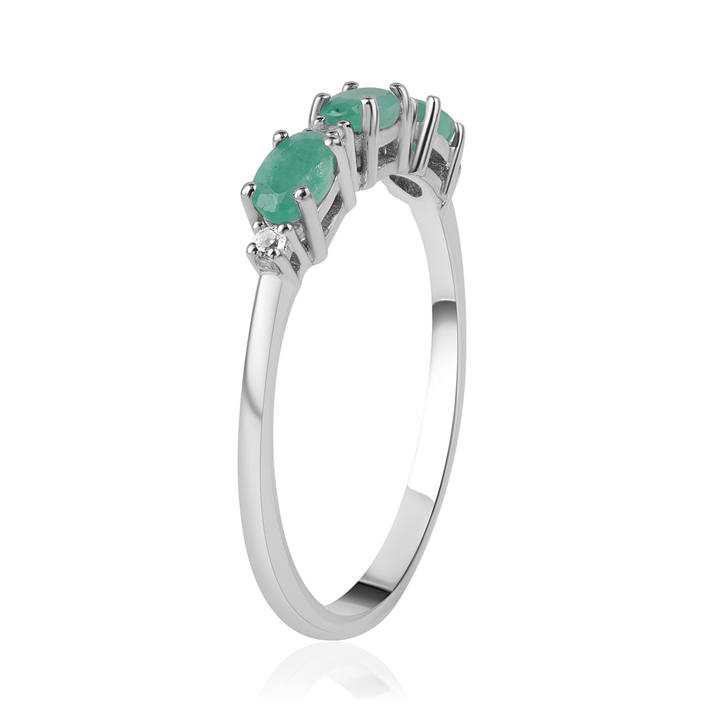 Anillo de Plata con Esmeralda de Brasil y Topacio Blanco 2 