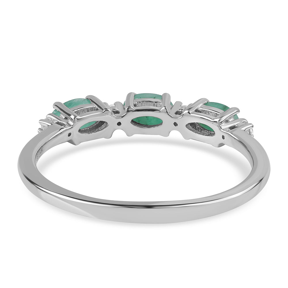 Anillo de Plata con Esmeralda de Brasil y Topacio Blanco