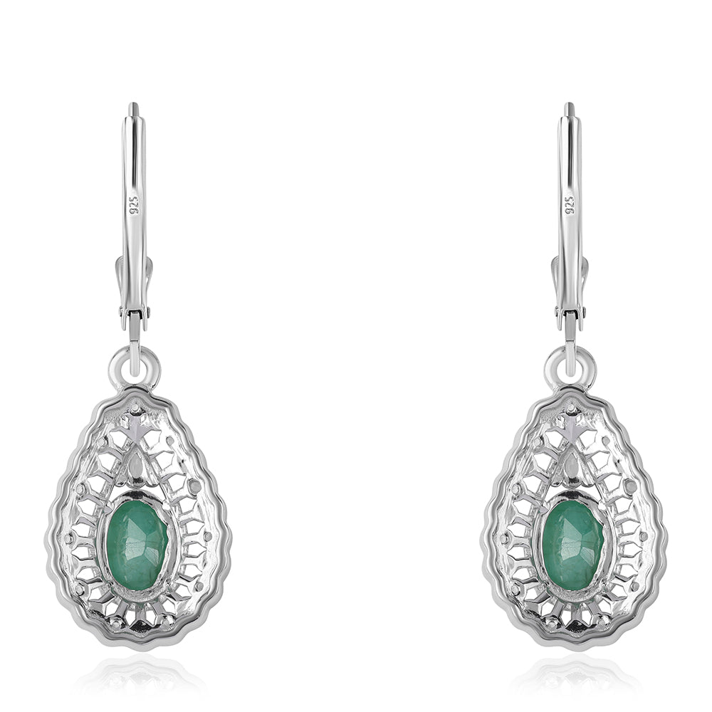 Pendientes de Plata con Esmeralda de Brasil y Topacio Blanco