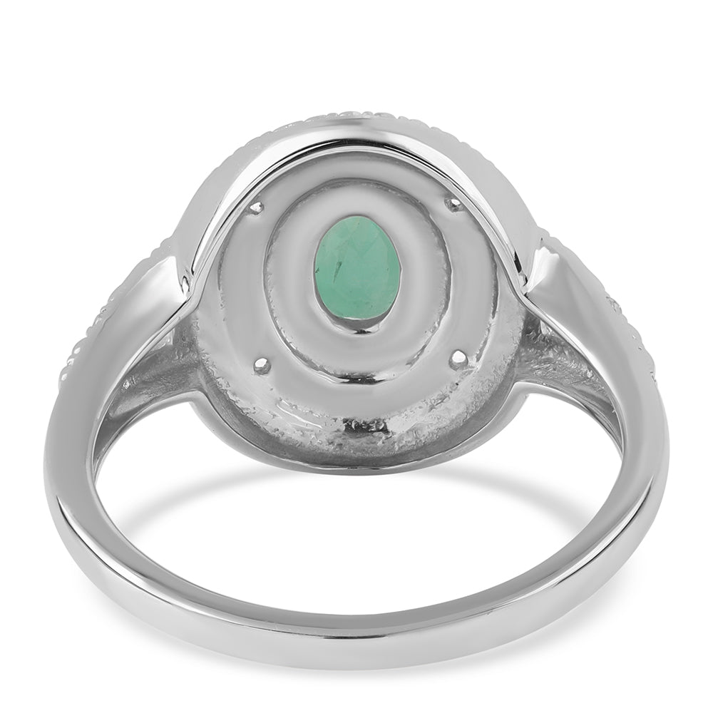 Anillo de Plata con Esmeralda de Brasil y Topacio Blanco 5 