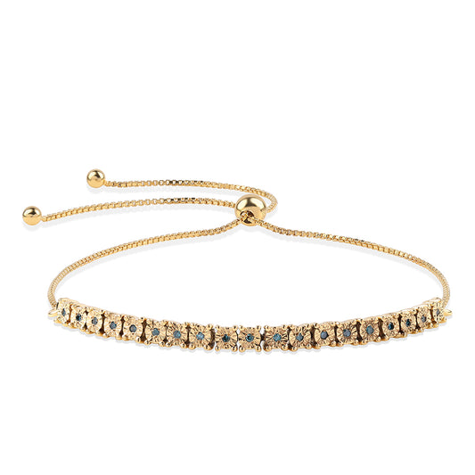 Pulsera de Plata Bañada en Oro con Diamante Azul