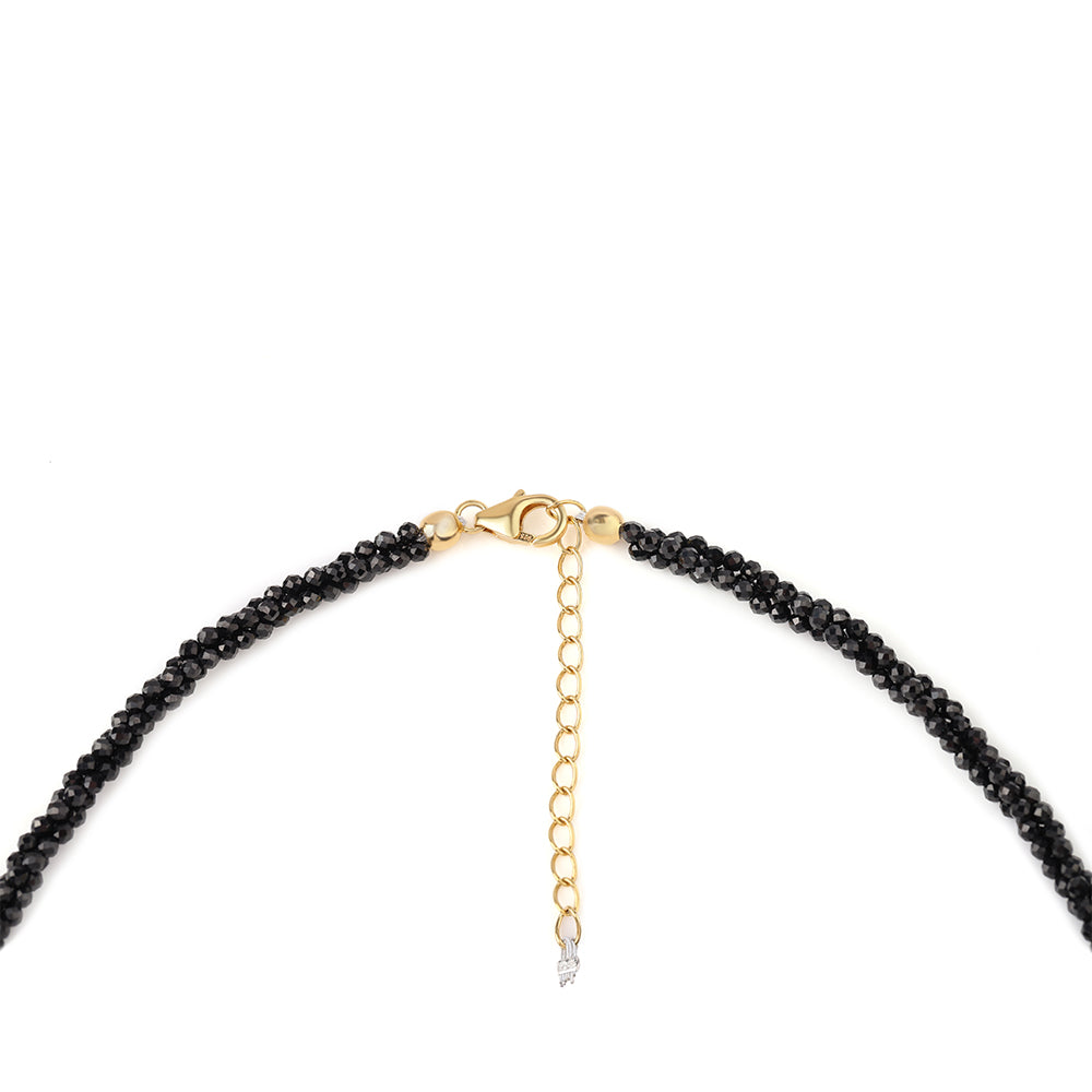 Collar de Plata Bañada en Oro con Espinela Negra y Topacio Blanco 2 