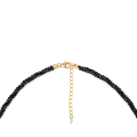 Collar de Plata Bañada en Oro con Espinela Negra y Topacio Blanco