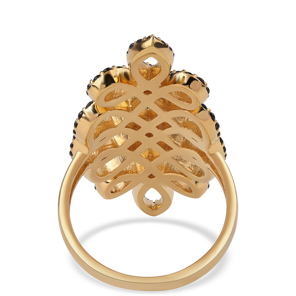 Anillo de Plata Bañada en Oro con Espinela Negra 3 