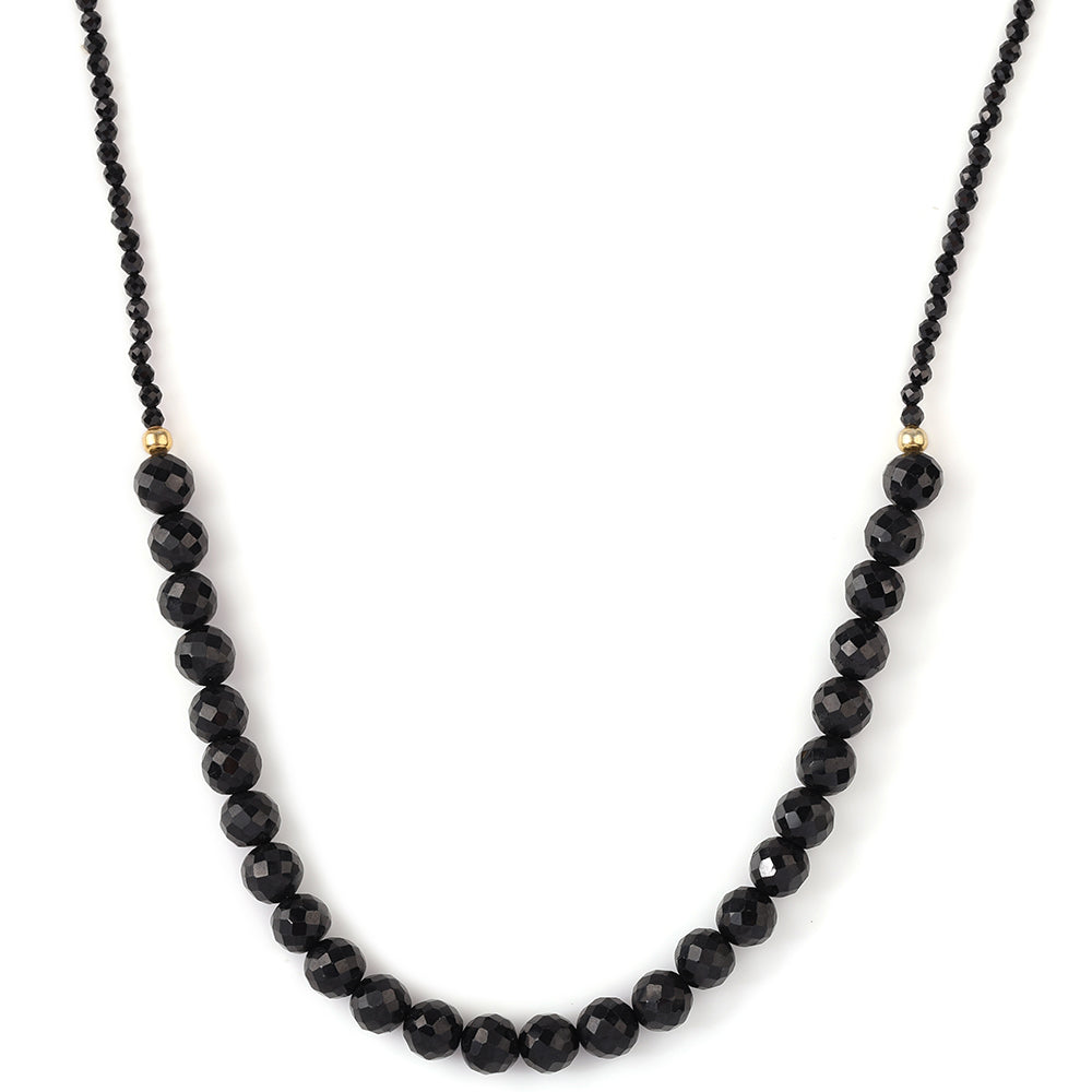 Collar de Plata Bañada en Oro con Espinela Negra 2 