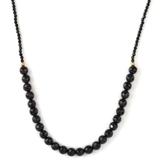 Collar de Plata Bañada en Oro con Espinela Negra