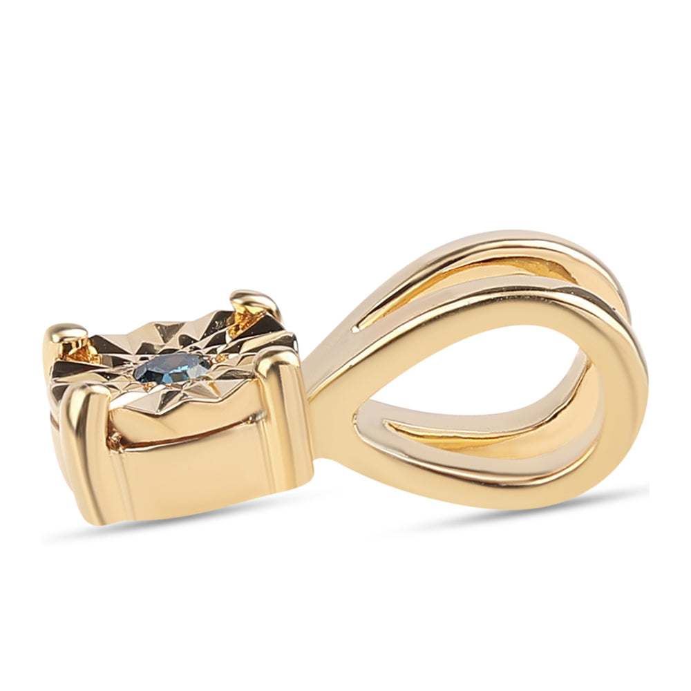 Colgante de Plata Bañada en Oro con Diamante Azul