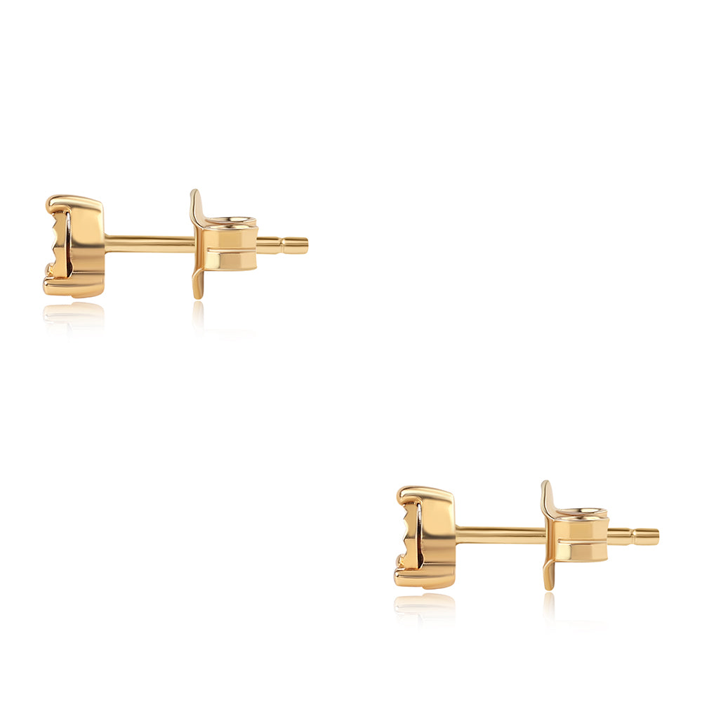 Pendientes de Plata Bañada en Oro con Diamante Azul 3 