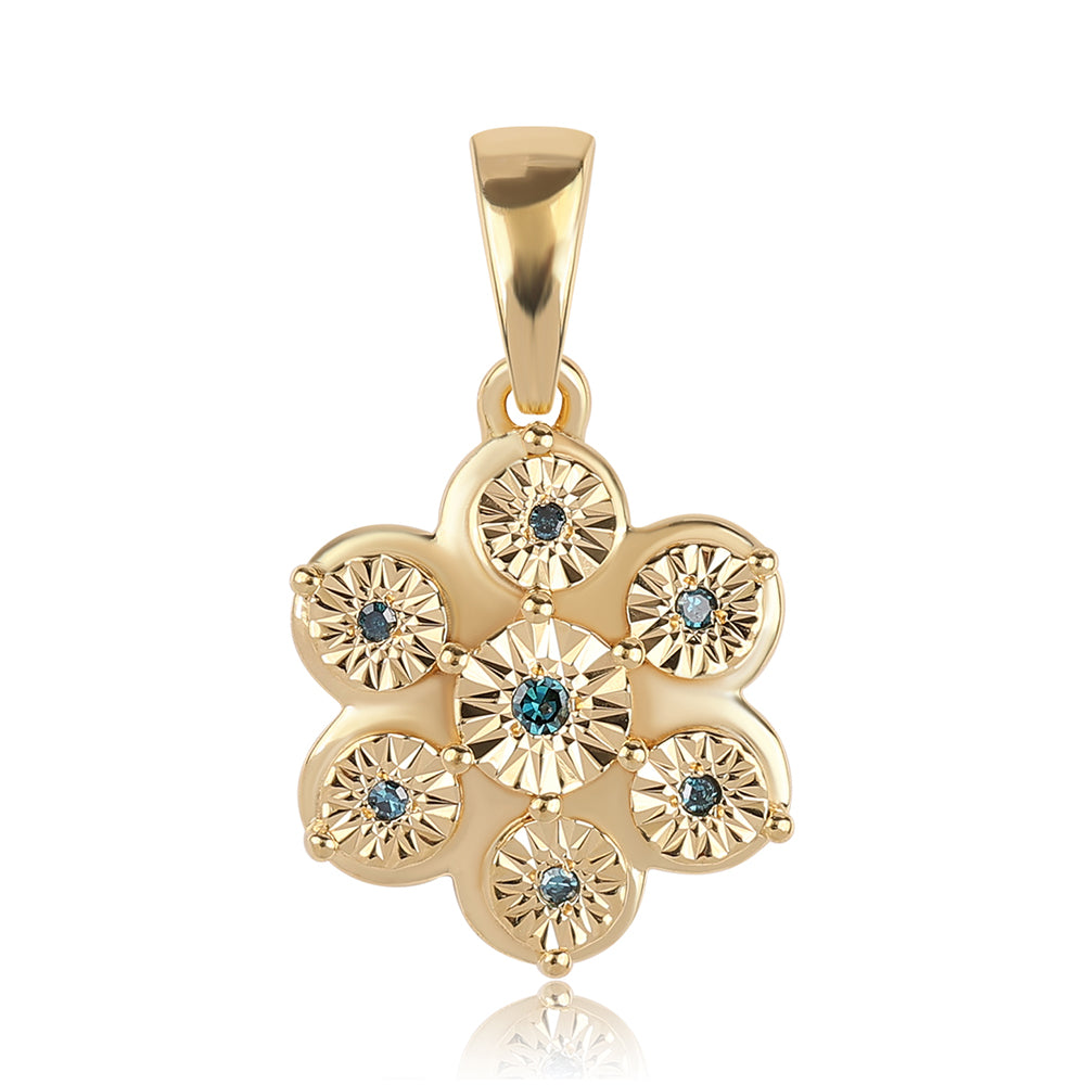 Colgante de Plata Bañada en Oro con Diamante Azul 1 