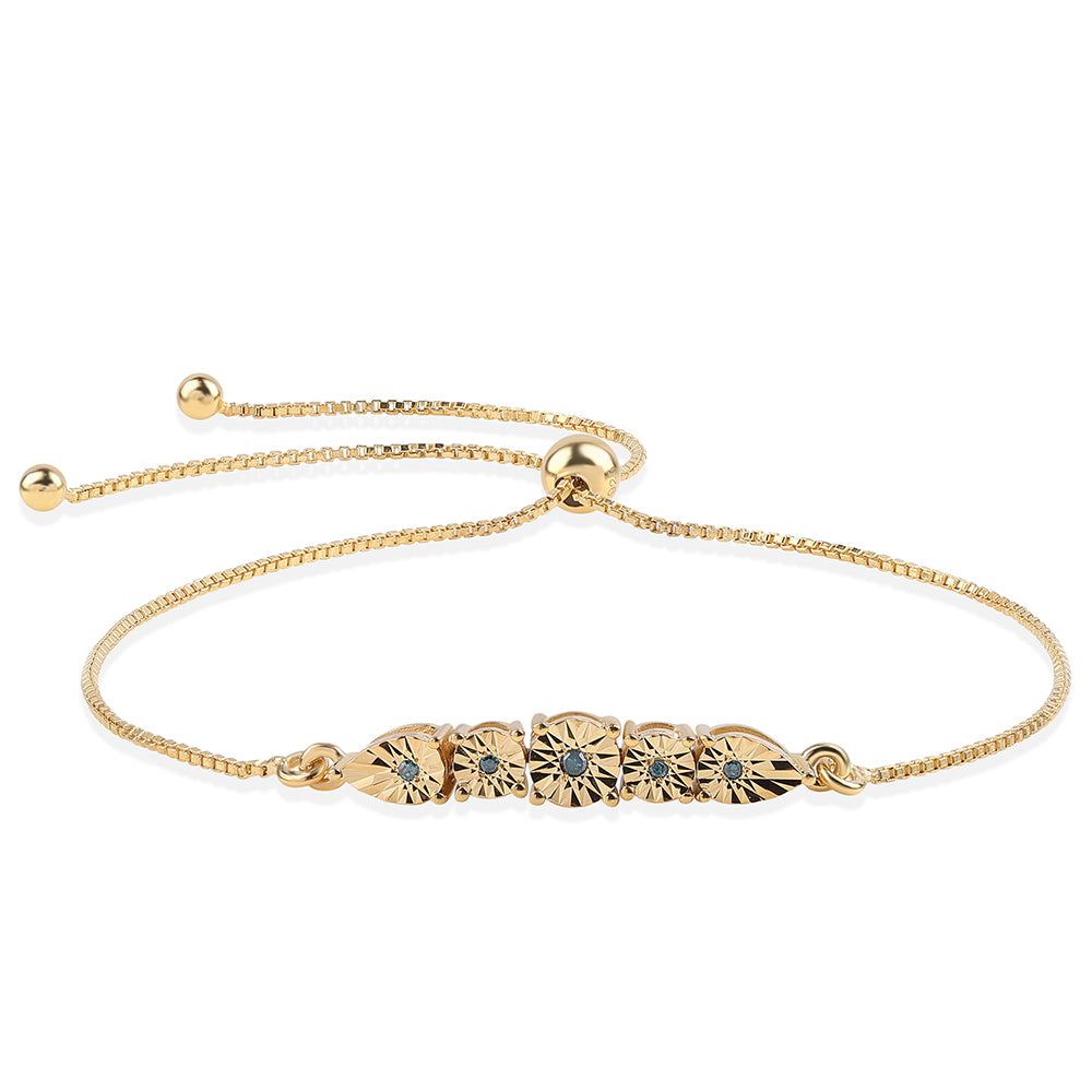Pulsera de Plata Bañada en Oro con Diamante Azul